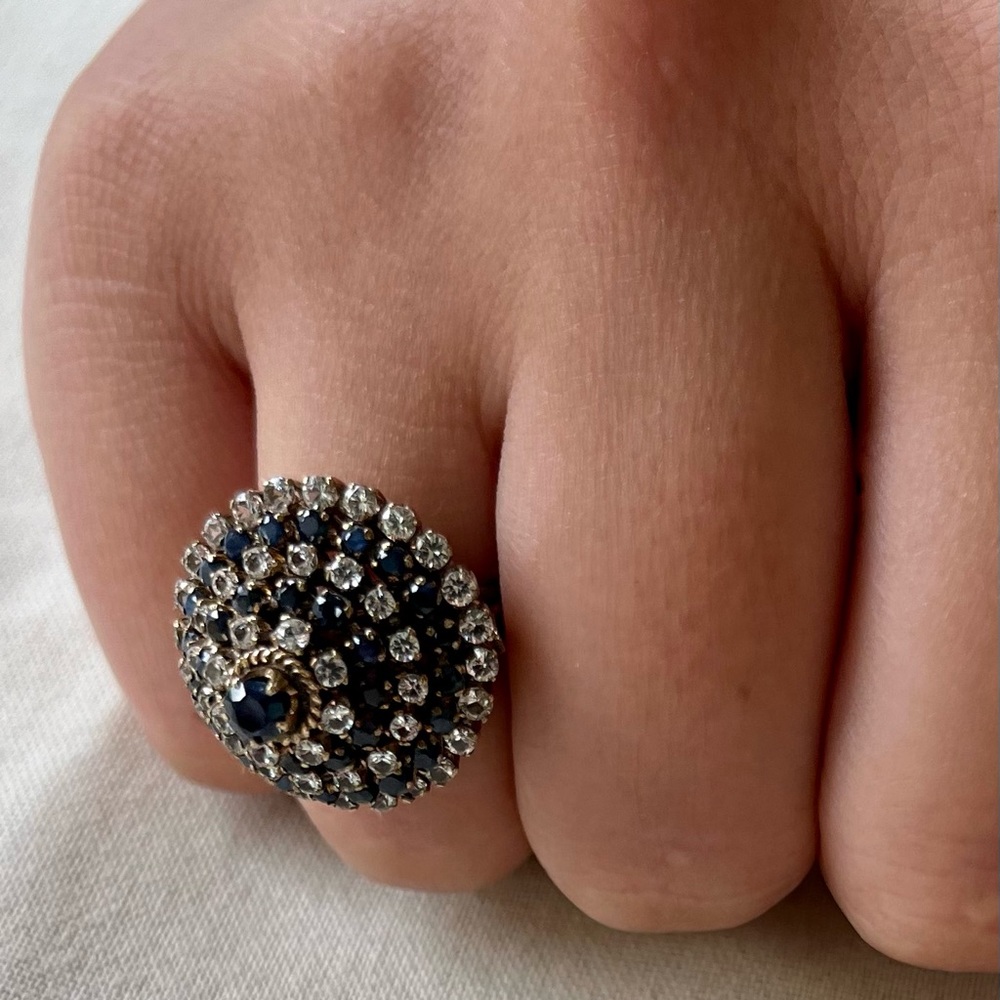 Diamond and Sapphire Ballerina Estate Ring - Picture 10 of 16
